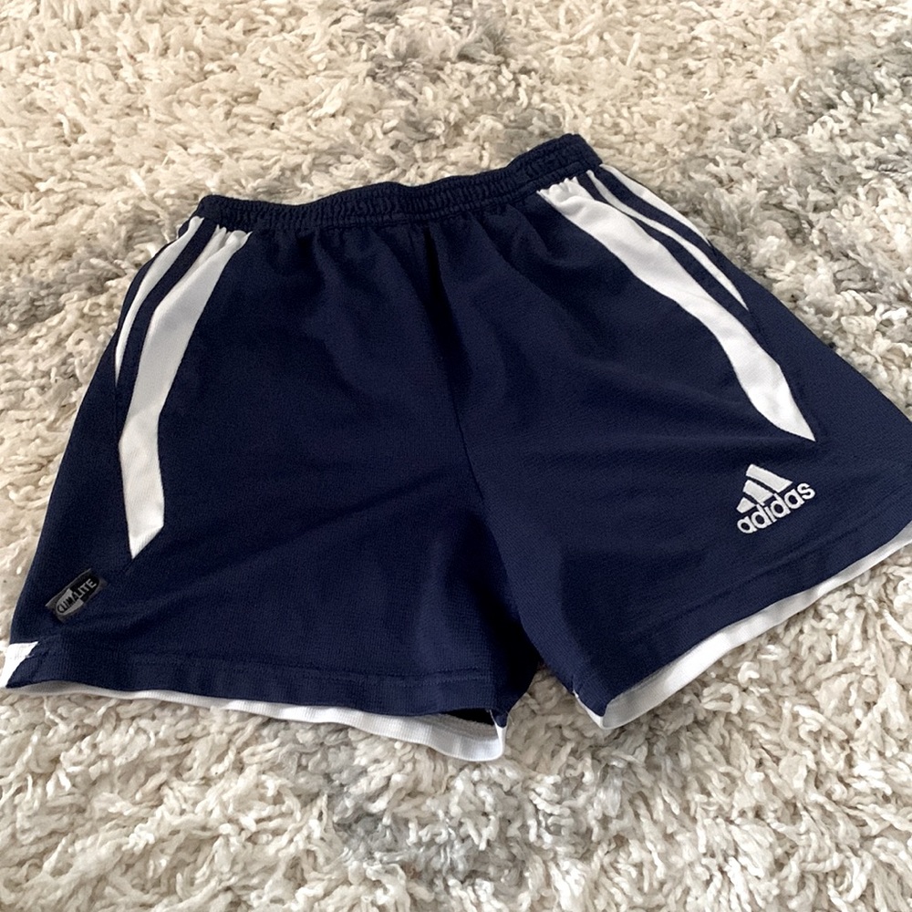 Nay blue and white adidas athletic shorts